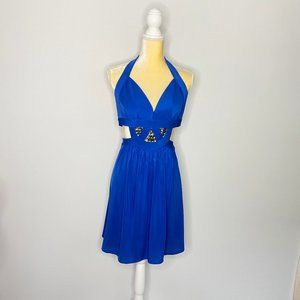 BCBGMaxAzria Dress Back-Less Rhinestones Pleat NWT